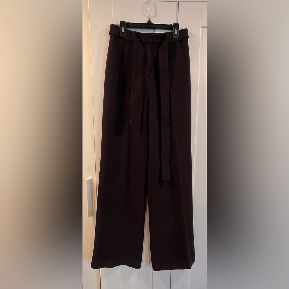 Tory Burch Macey Women’s Dress Pants Navy Blue Size 2 Tie Waist Belted Wide Leg